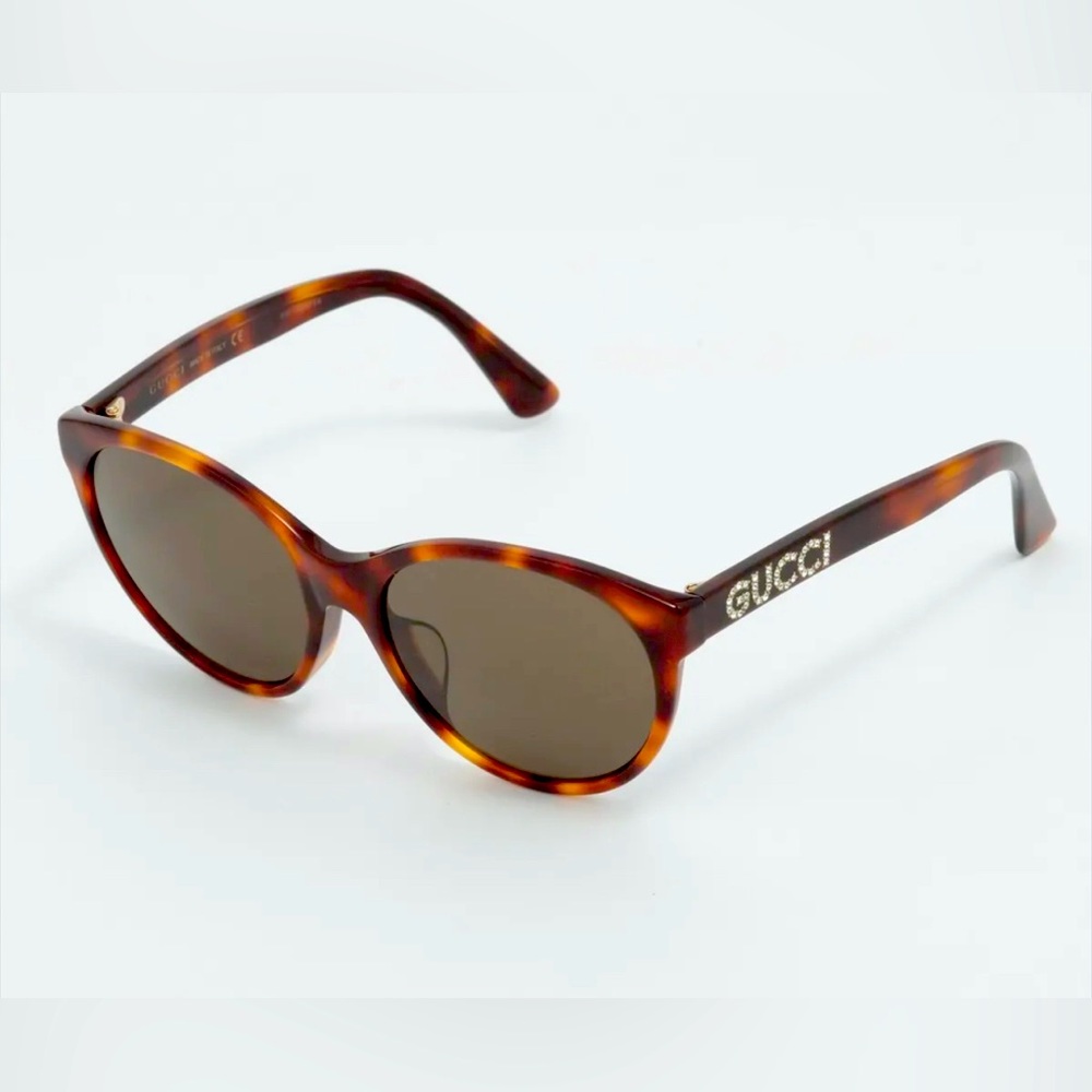 Gucci Crystal Logo Sunglasses Brown Tortoise GG0419SA
